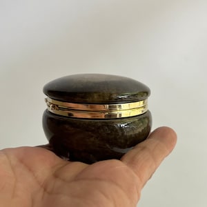 Hinged Box Stone Jewelry Box Green and Black Alabaster Stone Trinket Box