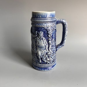 Gerz Beer Stein: Cobalt Blue Bar Scene, W Germany