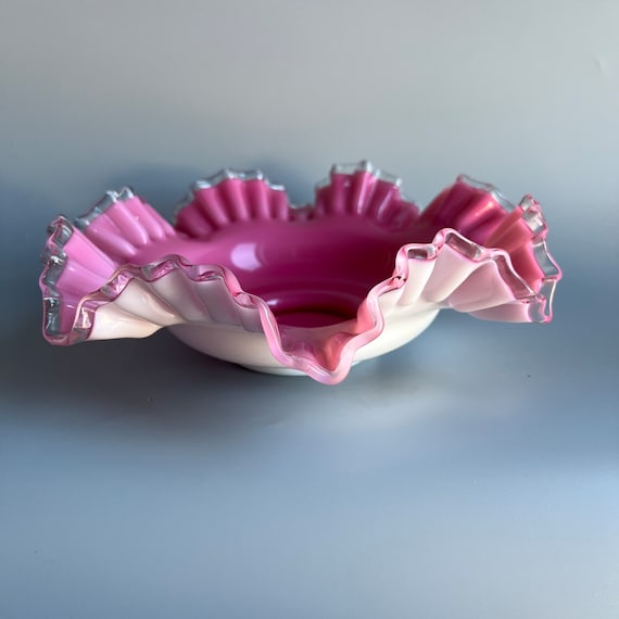 Vintage Fenton Pink and White Silvercrest 11