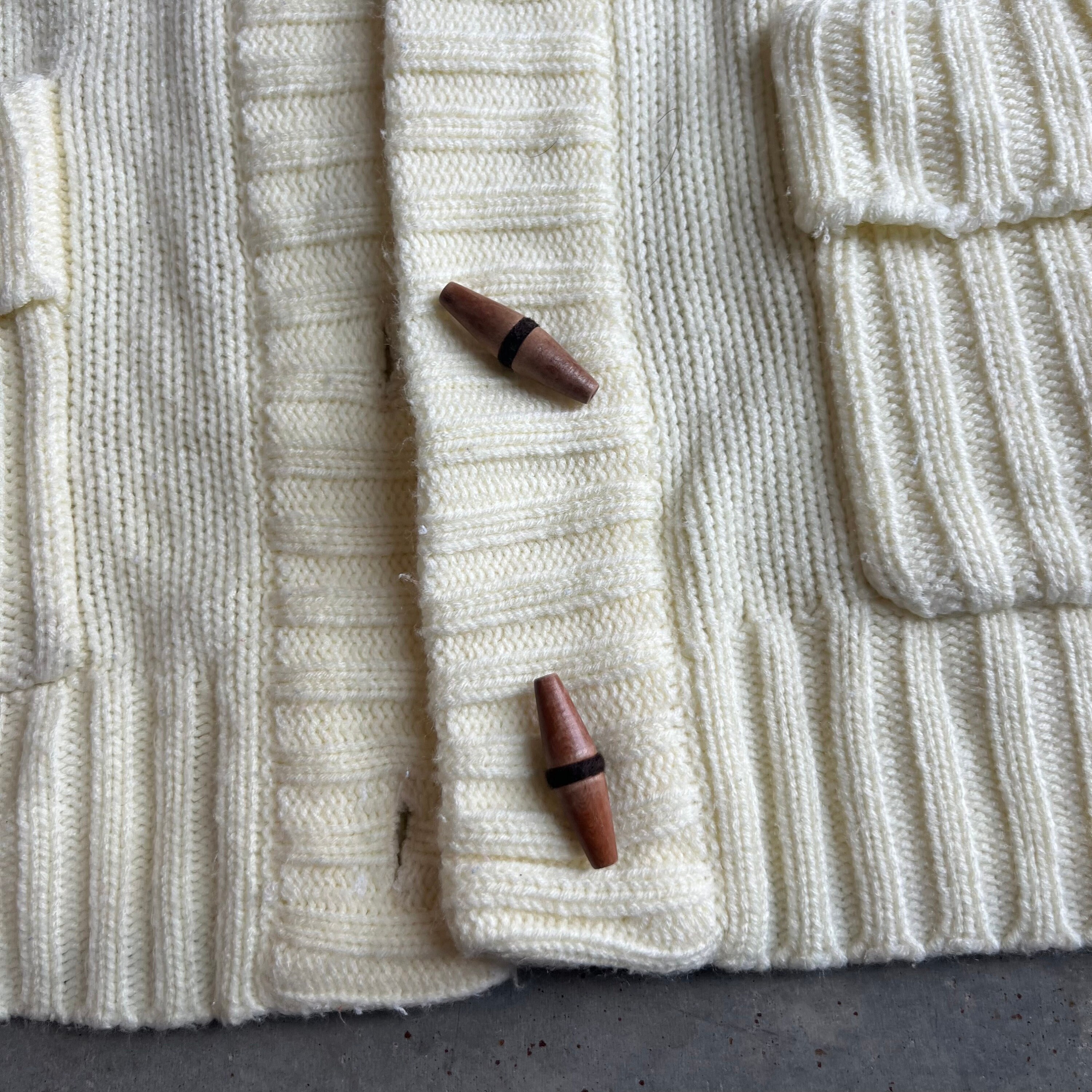 Beige Knit Sweater With Wood Toggle Buttons Size Large