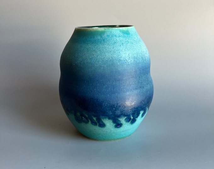 Sudio Pottery Vase Blue Drip Finish Vintage Vase Mid Century Modern ...