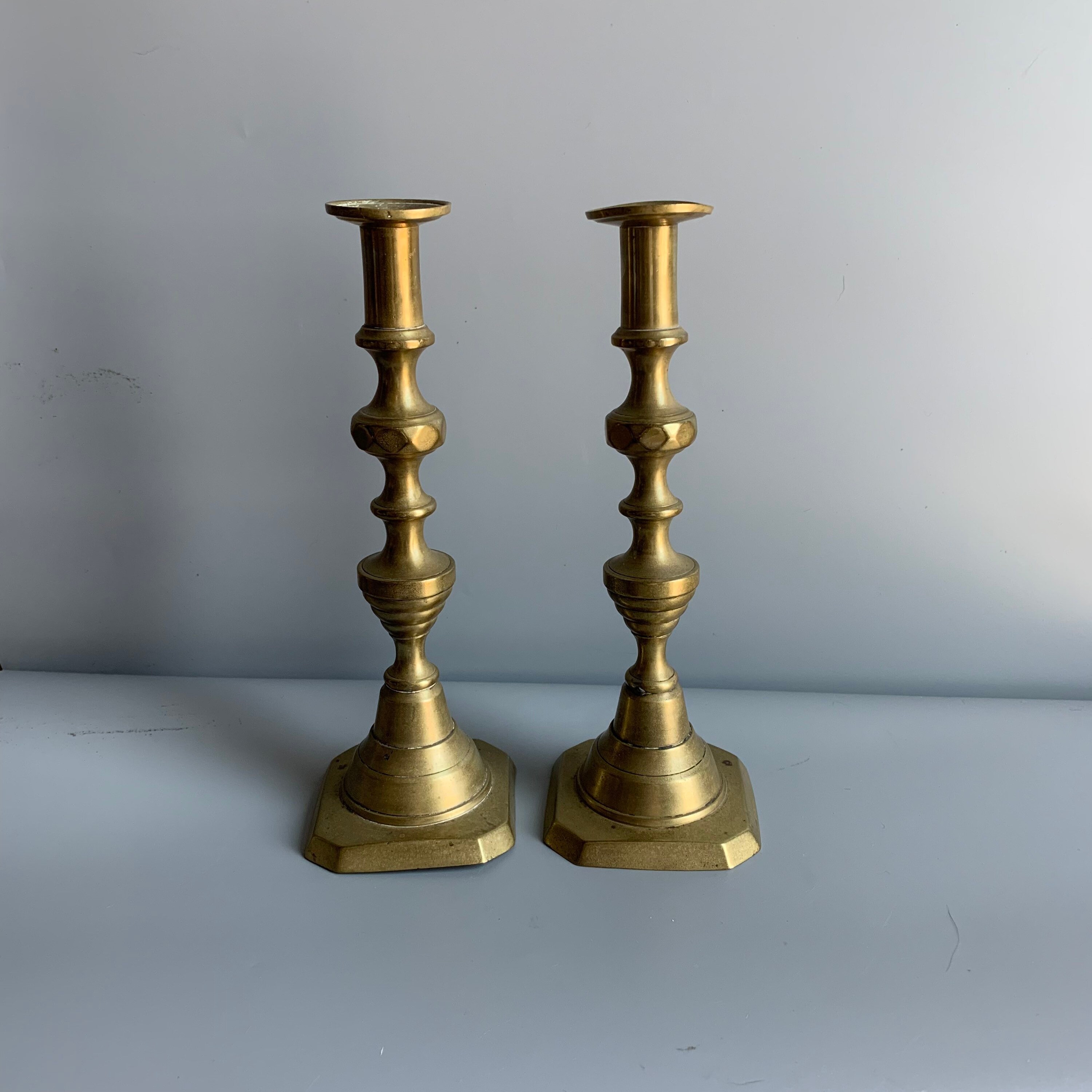 Large VintageCM Custom Solid  Brass Candle Stick Holder 10" Tall >>GORGEOUS!! 