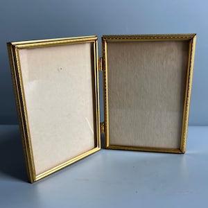 Photo Frame Small Gold Ornate Metal Double Frame 5 x 7 Table Top