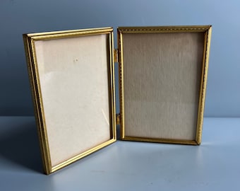 Photo Frame Small Gold Ornate Metal Double Frame 5 x 7 Table Top