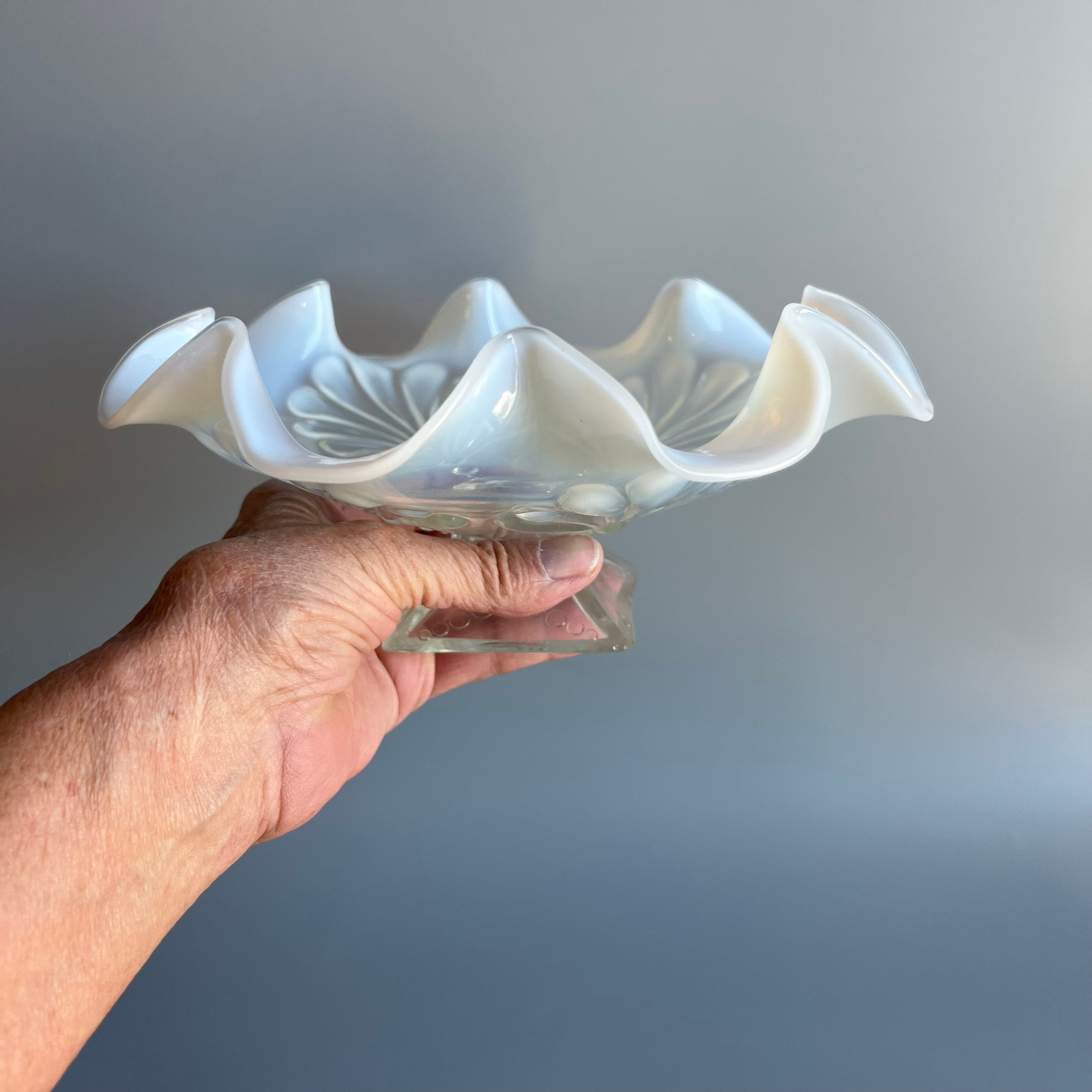 アンティーク ノースウッド オパールセント ビーズ ファン ボウル