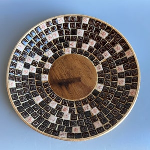 MCM Mosaico Ciotola Metallo Retro Legno Centro
