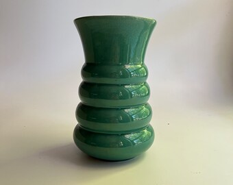 Vintage Pottery Vase Turquoise Green Blue 8" Tall