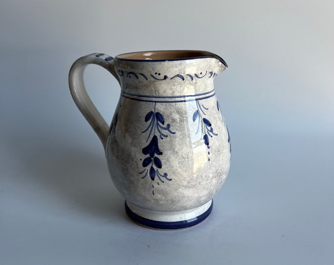Vintage Italian Pottery Pitcher Deruta, Italy White and Blue 6” Signed ...