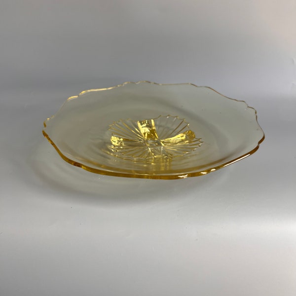 EAPG Shallow Bowl or Platter Yellow and Clear Cross Foot