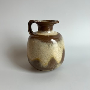 Frankoma Pitcher Vase Small Brown and Beige Pottery in Red Clay