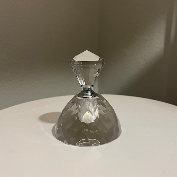 Oleg Cassini Crystal Perfume Bottle with Large Stopper Triangle Shape
