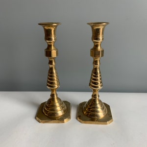 Pair of Brass Candlestick Holders 8 Inches Tall