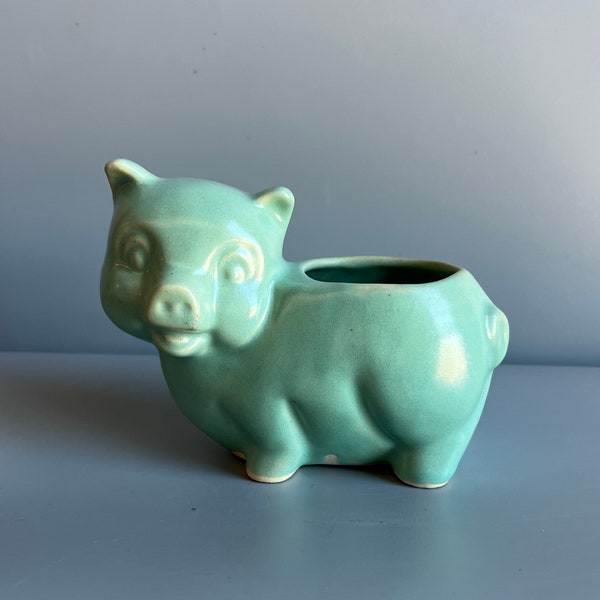 1940s Planter Small Green Pig Shape Pot