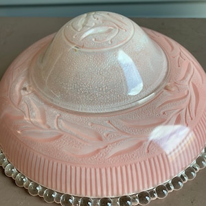 Jaren &#39;30 Lichtkap Helder Glas met Frosted Pink Plafondbevestiging 3 Gaten