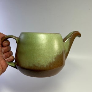 Frankoma 6T TeaPot Green and Brown Plainsman Green NO Lid