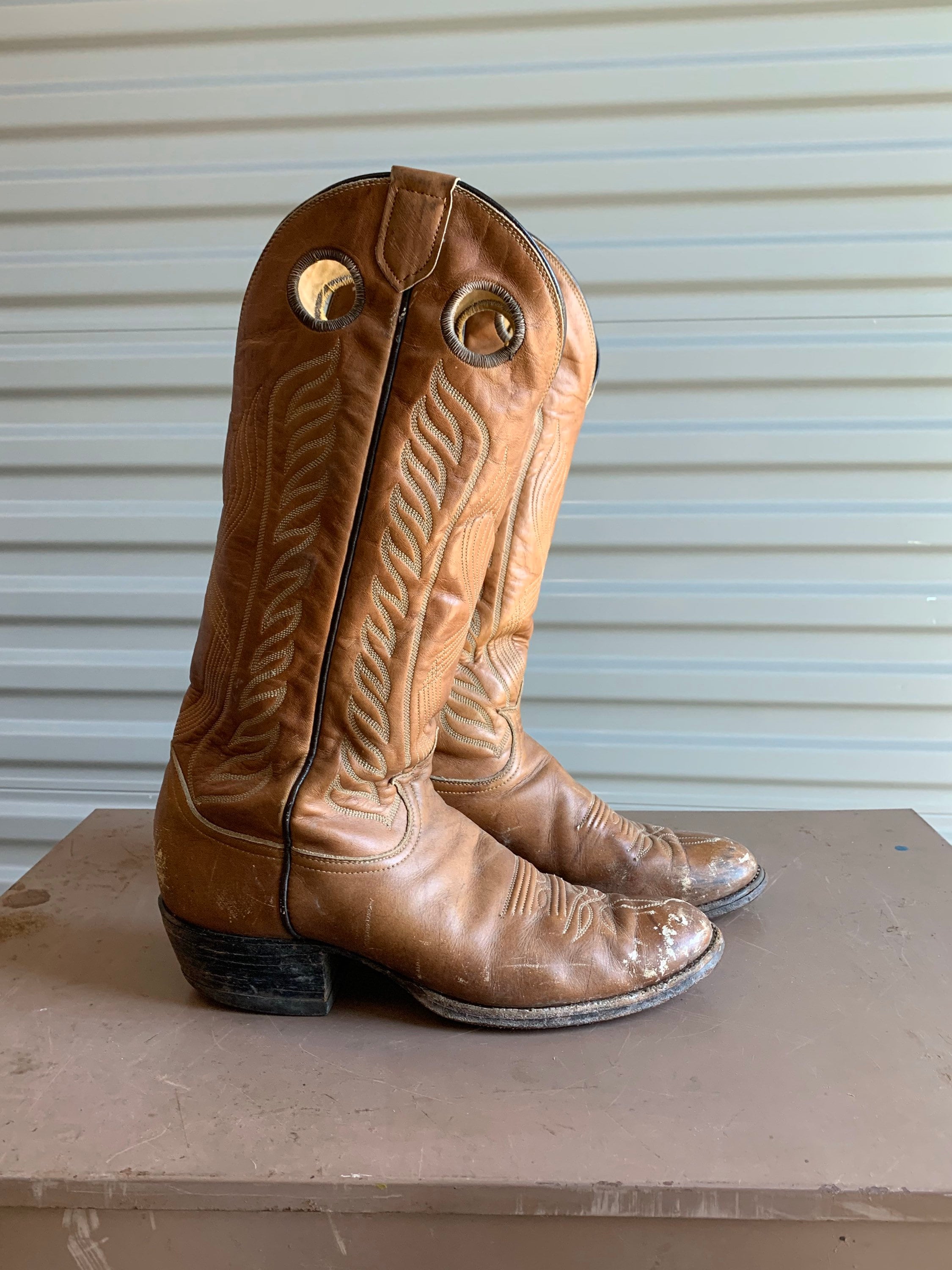 Womens Western Cowgirl Tony Lama Boots 9.5 Brown With Turquoise Accents