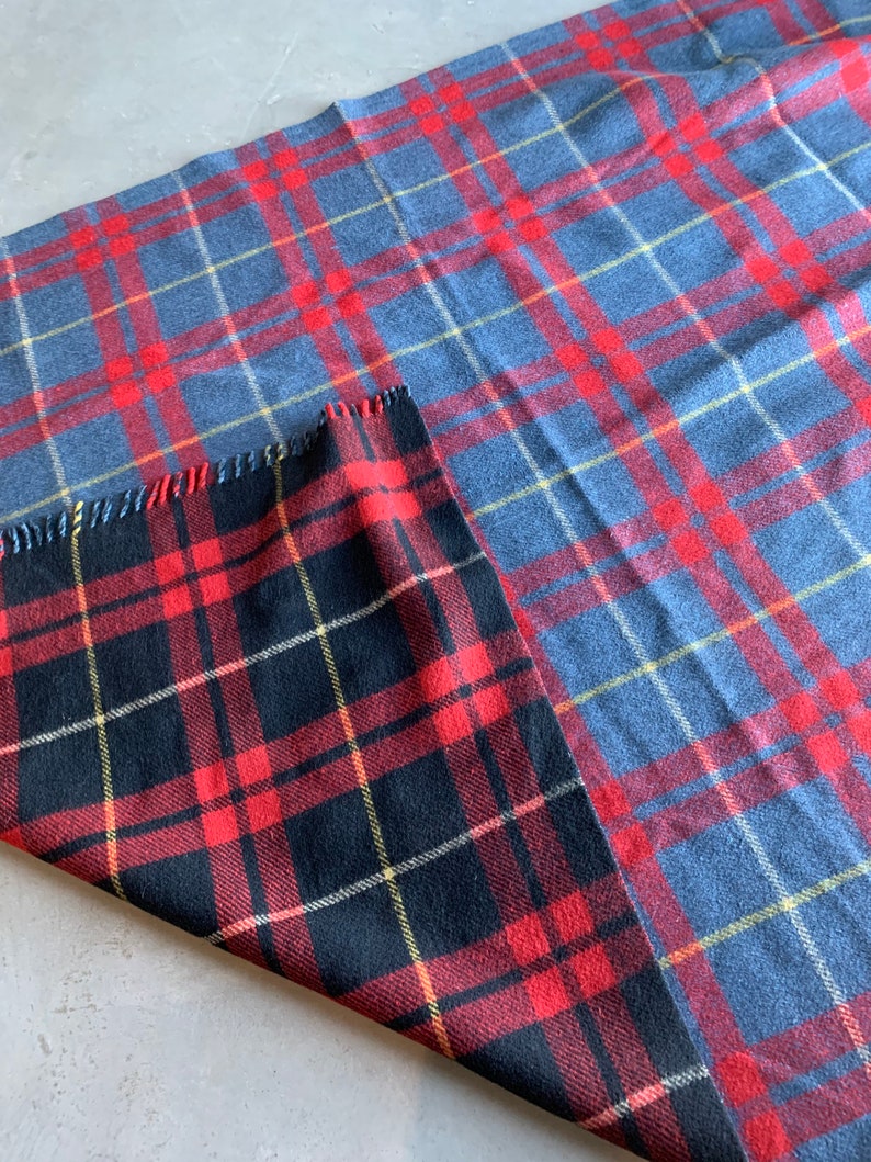 Heavy Wool Plaid Throw Blanket Double Side Reversible Red and Etsy