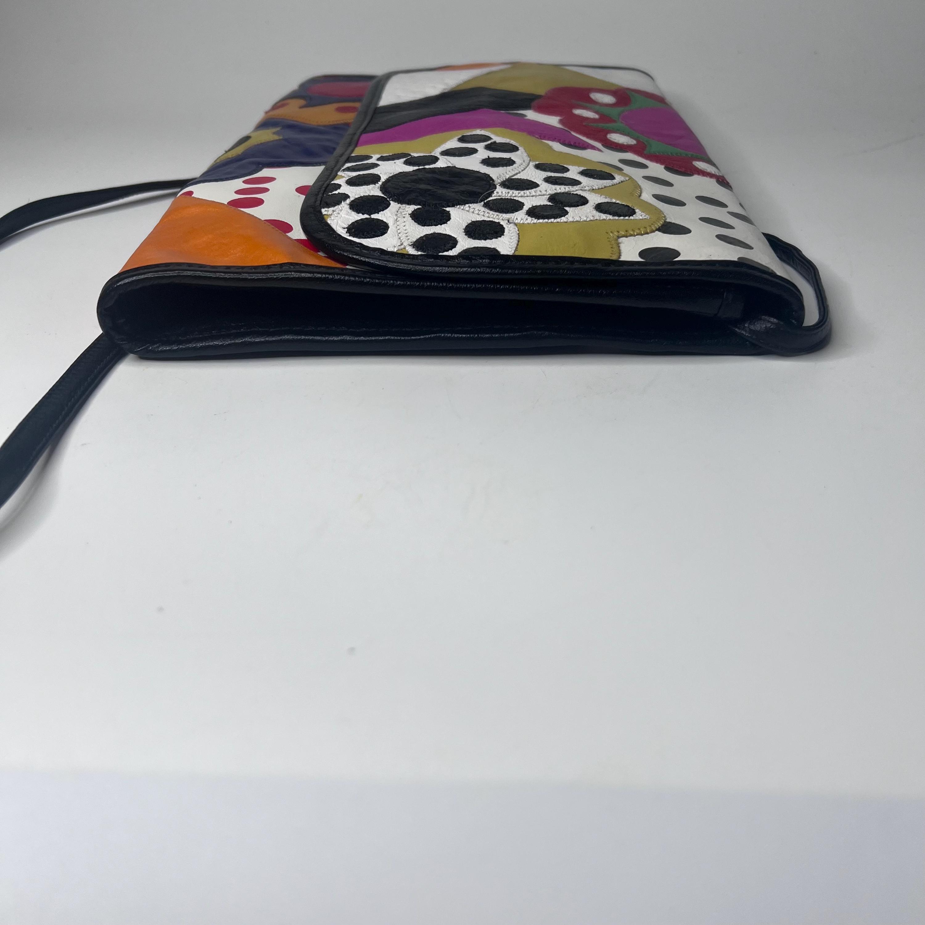 CHI by Carlos Falchi Vintage Leather Floral Patchwork 