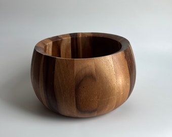 Vintage Large Teak Wood Bowl / Extra Large Wooden Bowl / Mid