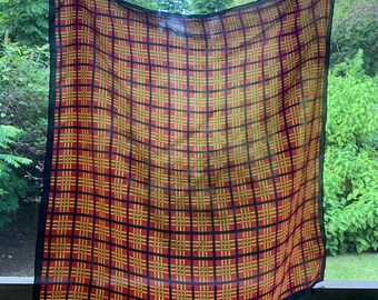 シルクスカーフ ゴールド ブラック＆レッド 幾何学模様 30 x 32 - Etsy