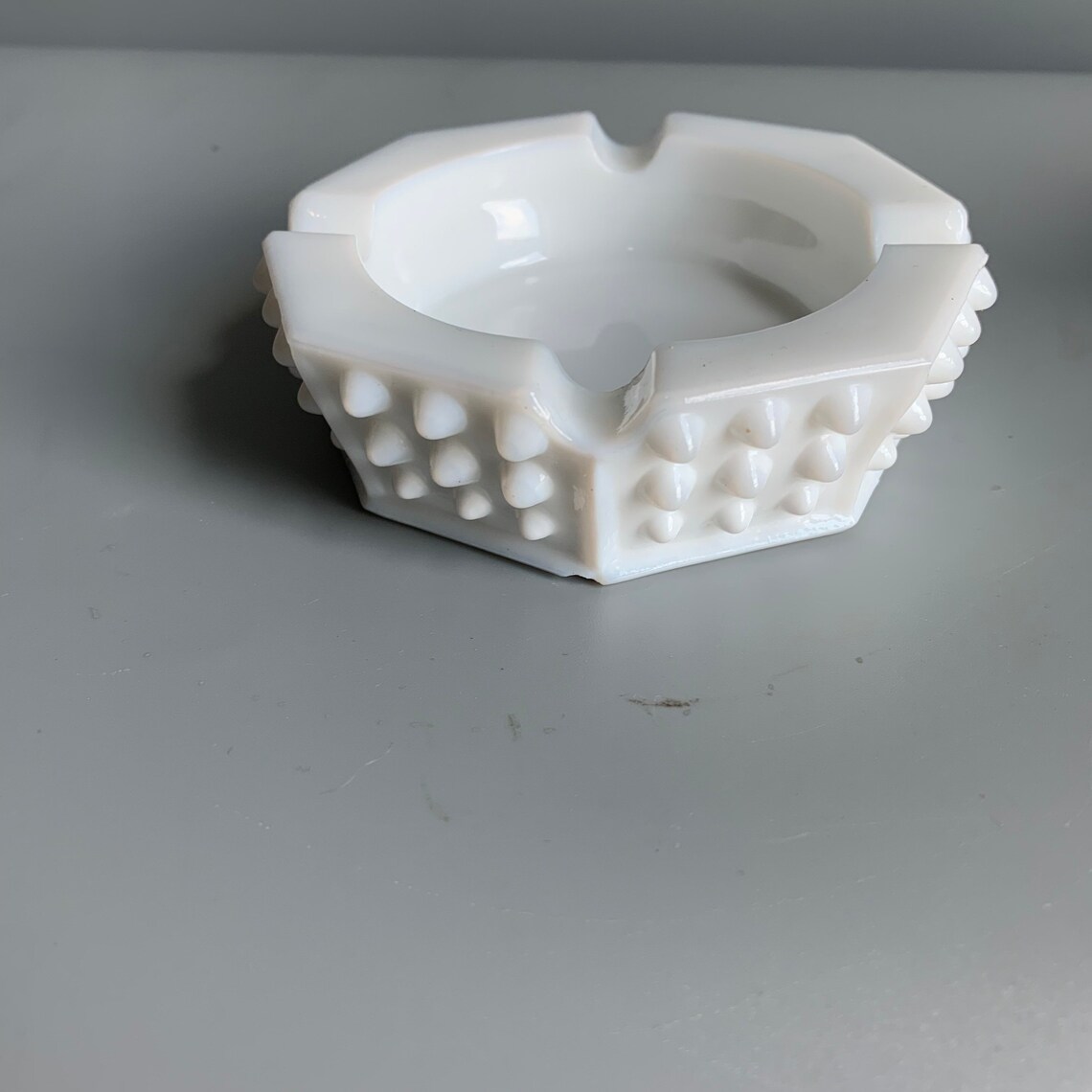 Vintage Ashtray White Milk Glass Hobnail Pattern Small 4 Etsy