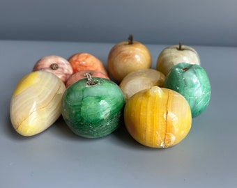 Vintage Fruit Alabaster Italian Marble Fruit Set Small Scale