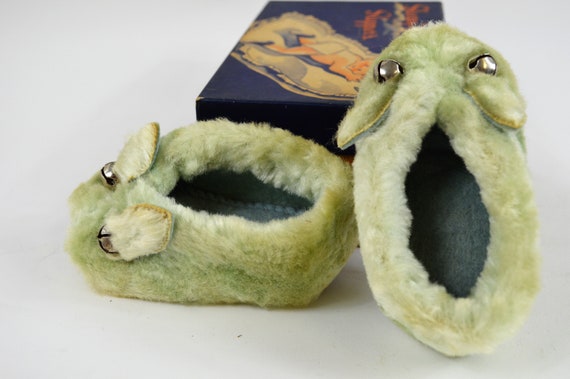 Baby Bunny Slippers 1940s in Original Box Never Wo