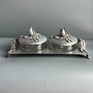 Rodney Kent Aluminum Serving Tray with Covered Condiment Dishes