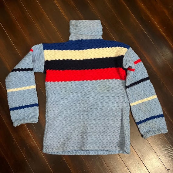 70s Art Print Turtleneck Sweater (XS)