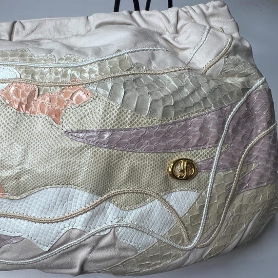Patchwork Leather and Snake Handbag by Carlo Fior… - image 4