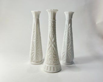 Milk Glass Vase Lot of 3 Country Home Rustic Wedding