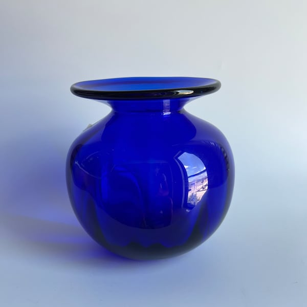 Wide Neck Blue Vase Etsy