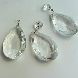 3 Vintage 2 1/2&quot; Chandelier Glass Crystal Prisms Large Tear Drop Shape