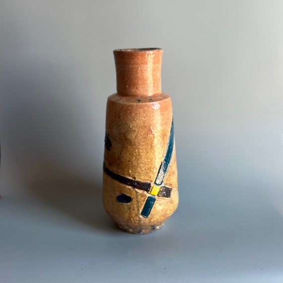Mid Century Style Pottery Vase Abstract Art Pottery Italian Etsy
