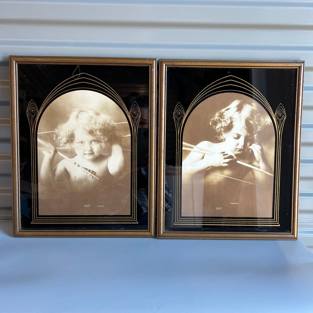 Antique Frames Art Deco Reverse Painted Glass Frames With 1890s Prints