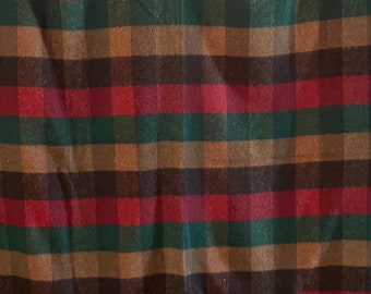 Vintage Wool Plaid Throw Blanket Red and Green and Brown by Pearce Woolrich 58 x 67