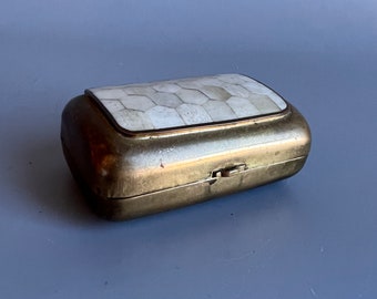 Small Trinket Box Brass Hinged with MOP