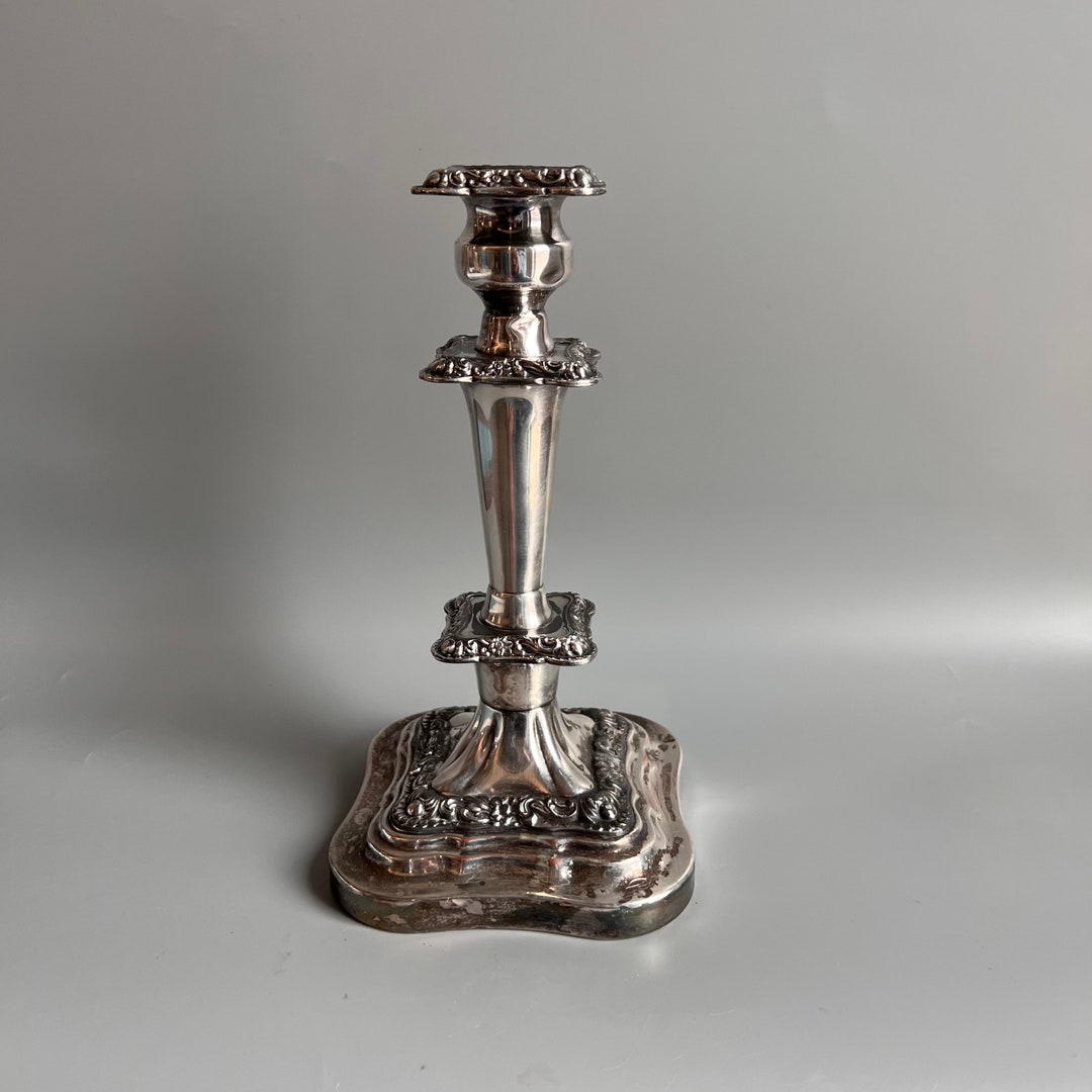 Ornate Silver Plate Candlestick Holder 11 Tall by Birmingham Silver Co