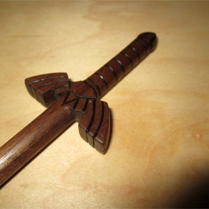 Hair Stick - Fantasy Sword 7 in  Walnut