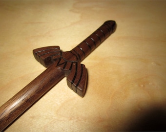 Hair Stick - Fantasy Sword 7 in  Walnut