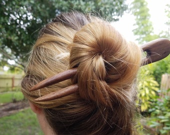 Simple Hair Fork in Walnut Wood