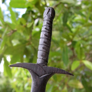 Hair Stick - Fantasy Sword 8 Hair Toy  in Ebonized Walnut Extended 6 Inch Length