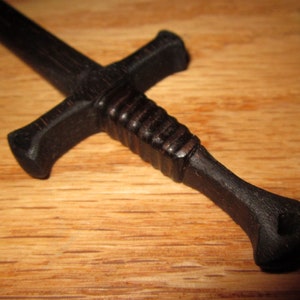 Hair Stick Fantasy Sword 1 Hair Toy in Ebonized Walnut Wood Extended Length image 5