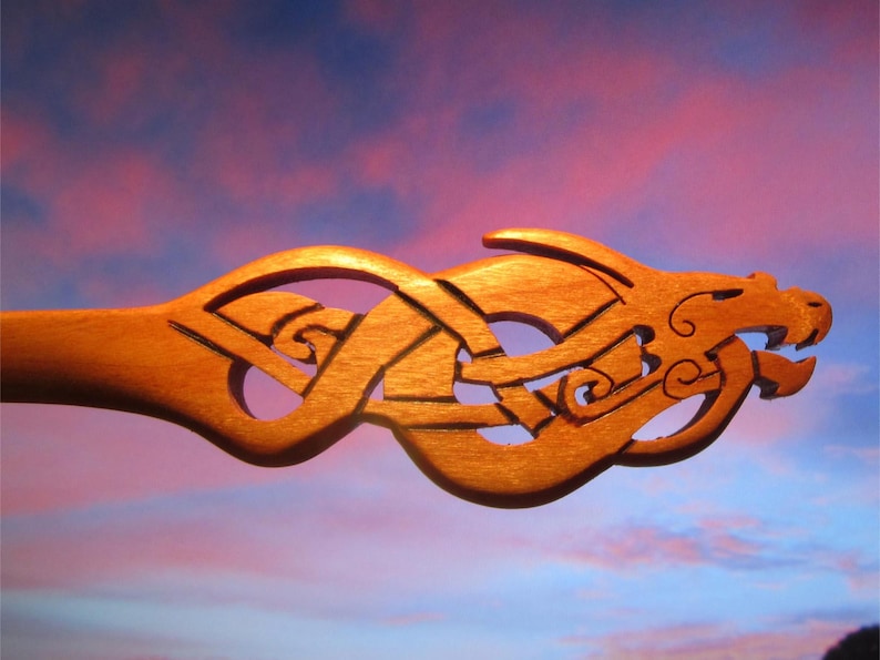 Hair Stick Dragon Dagger in Cherry Wood Etsy