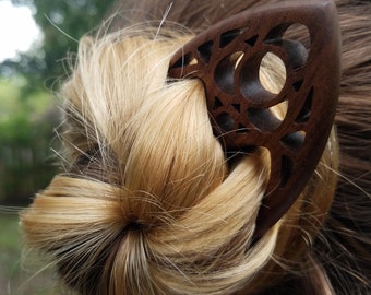 Hair Stick - Cathedral Trinity Fork in Walnut