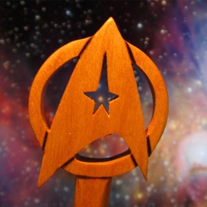 Hair Stick - Starfleet Command Insignia in Maple