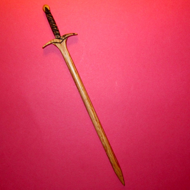 Hair Stick Fantasy Sword 8 Hair Toy in Oak Extended 6 Inch Length image 2