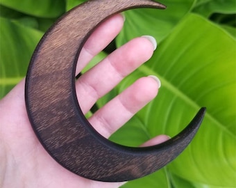 Hair Stick - Crescent Moon in Ebonized Walnut