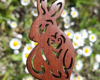 Hair Stick - Bunny in Mahogany