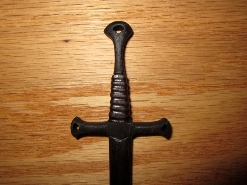 Hair Stick Fantasy Sword 1 Hair Toy in Ebonized Walnut Wood Extended Length image 3